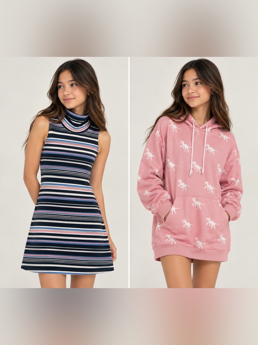 2-Piece Hoodie & High-Neck Dress